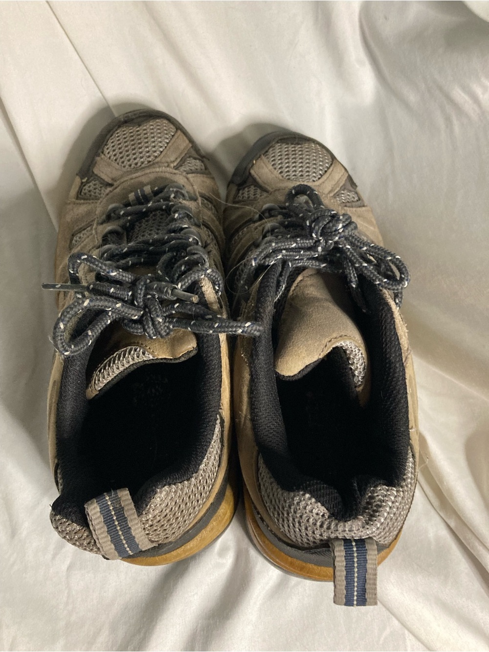 Route 66 womens Tan and Gray Mesh Suede Athletic Sneakers